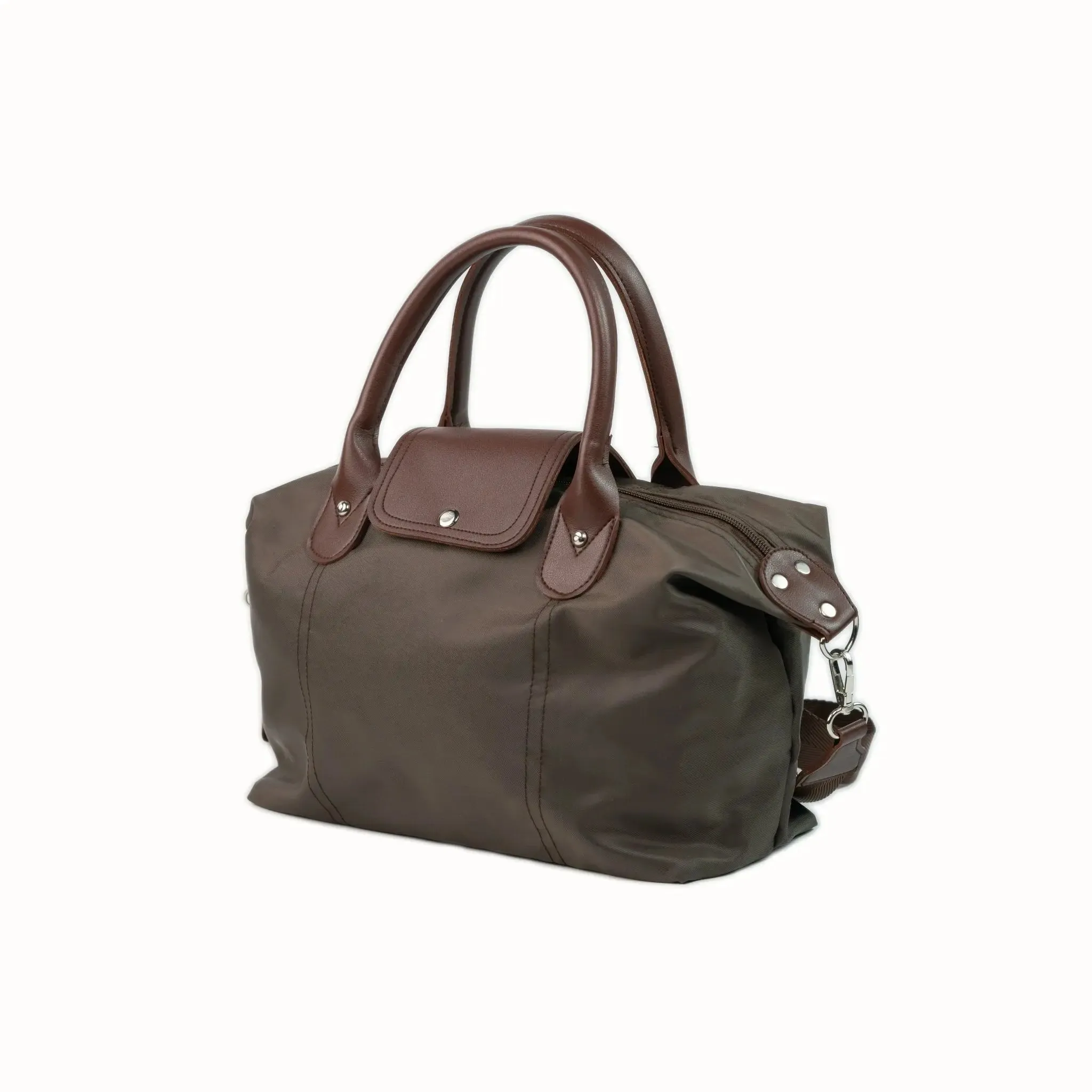 MARTHA Nylon Canvas Tote Bag in Choco Brown