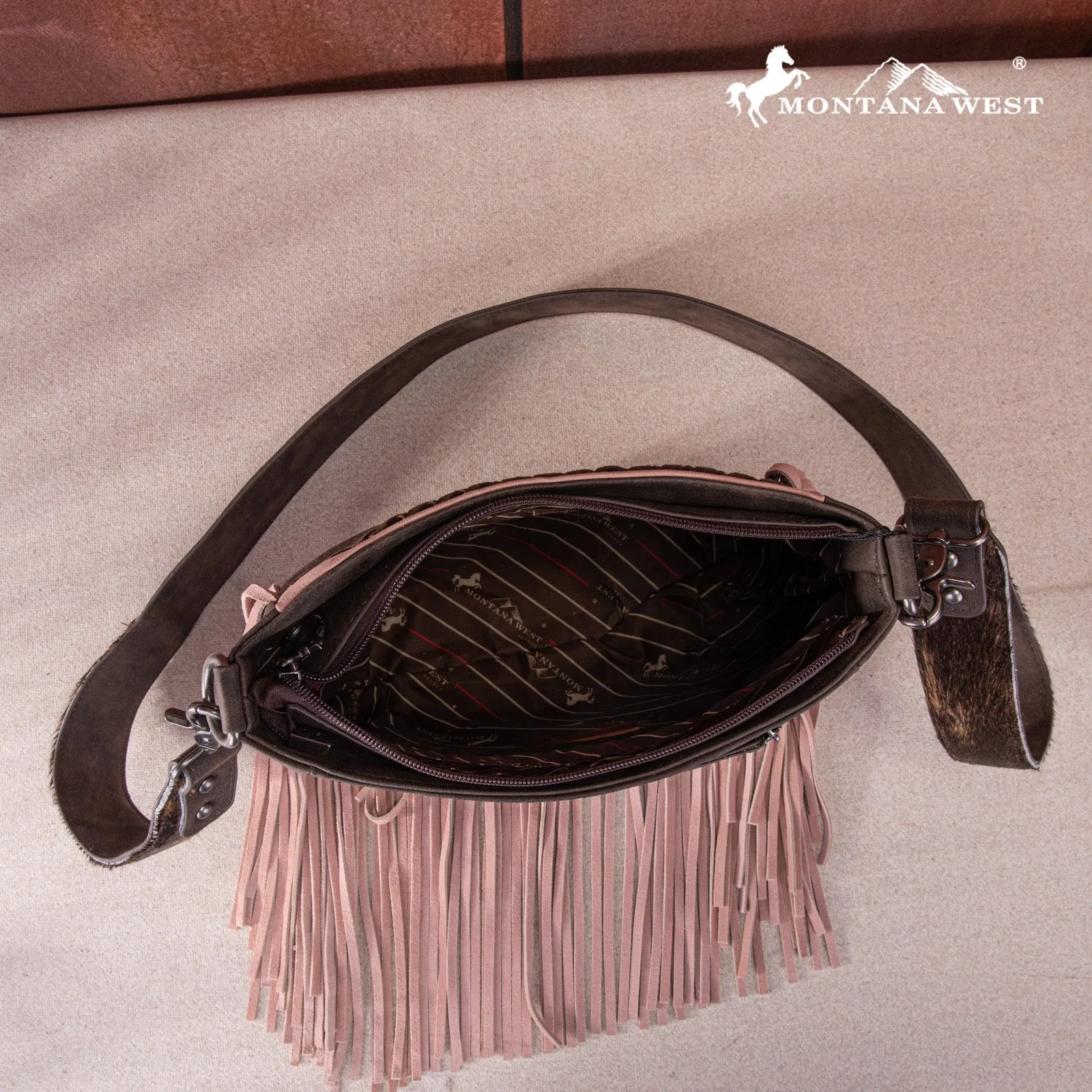 Montana West Hair-on Fringe Collection Crossbody Bag