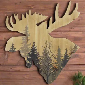 Moose Forest Rustic Wall Art