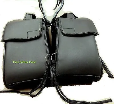 MOTORCYCLE BLACK SADDLEBAG PLAIN TWO STRAPS PVC MEDIUM ZIP-OFF BAG NEW