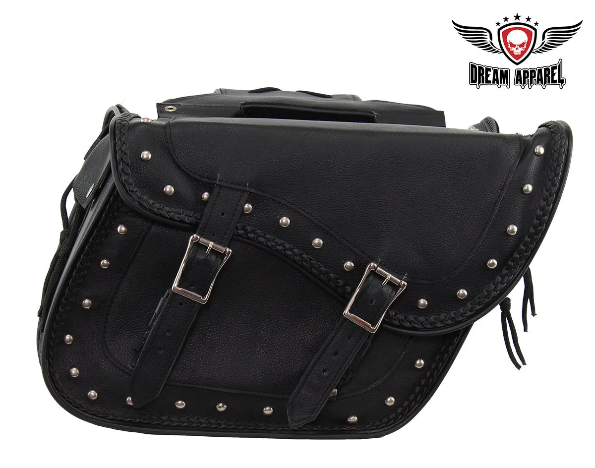 Motorcycle Genuine Leather Saddlebag with Gun Holsters