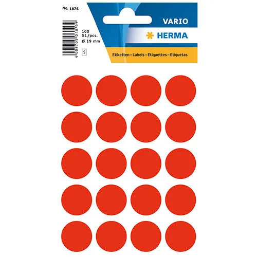 Multi-purpose Labels Round 19 mm Luminous Red (1876)