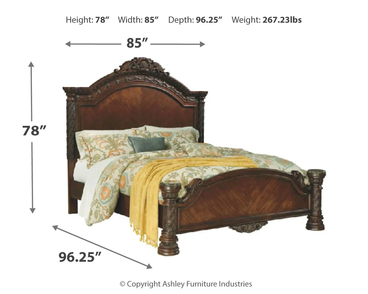 North Shore King Panel Bed with Mirrored Dresser and Chest