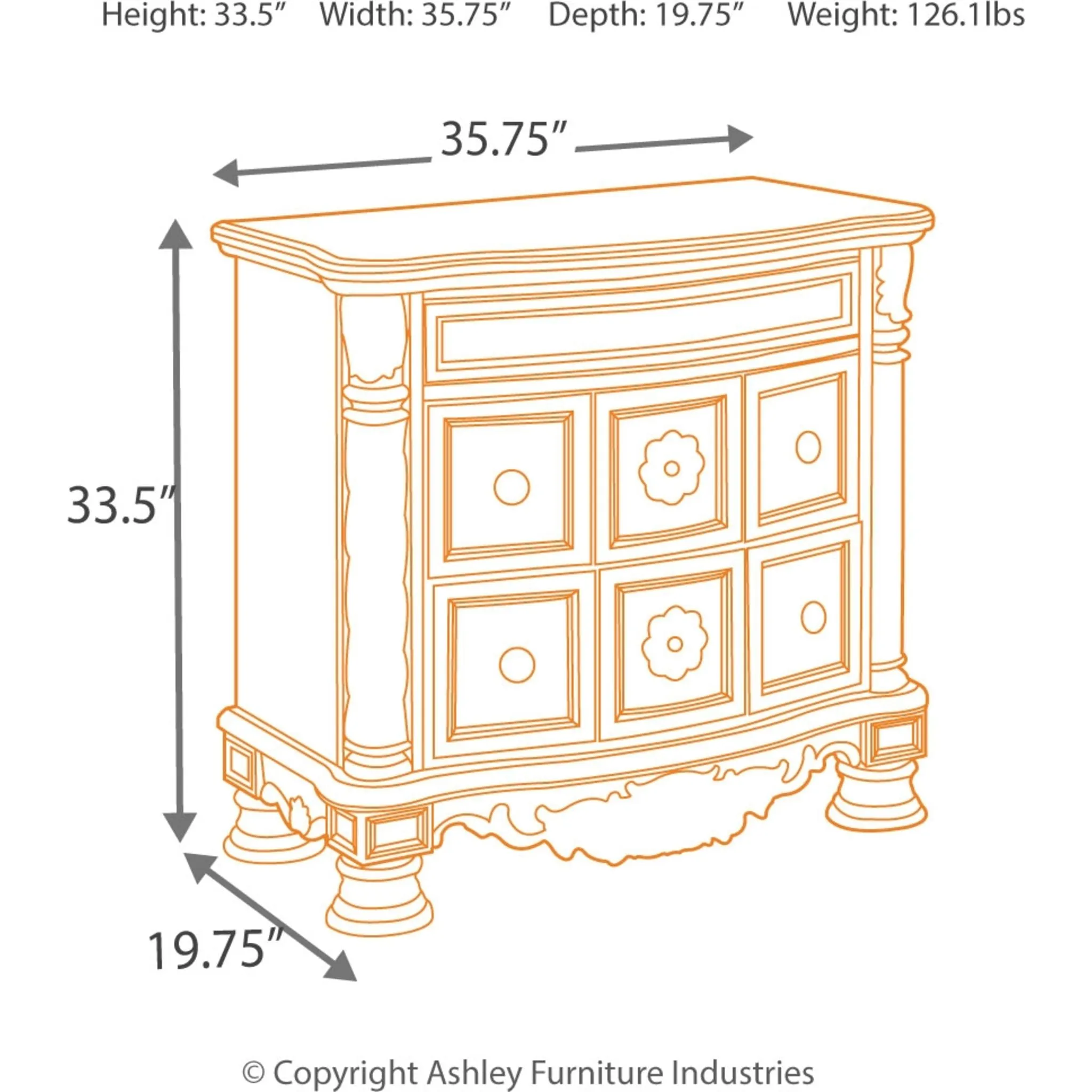 North Shore Three Drawer Nightstand