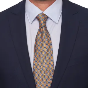 Orange Ornamental Medallion Motif Silk Tie