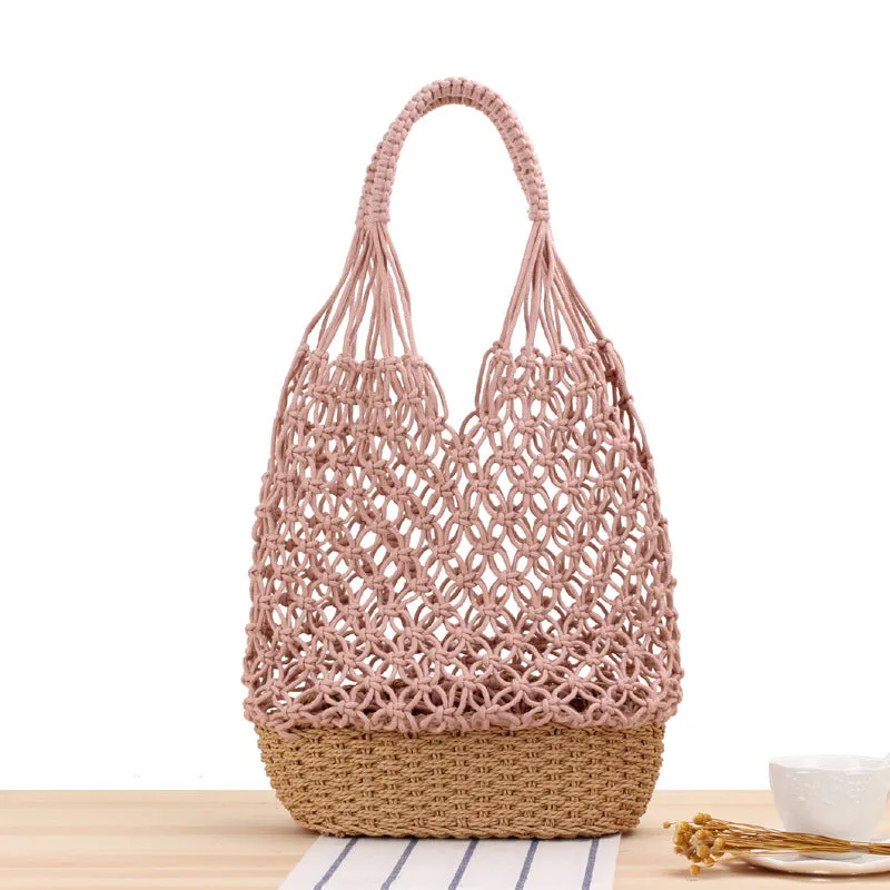 Paziye Summer Straw Handbag Beach Hollow Woven Bag