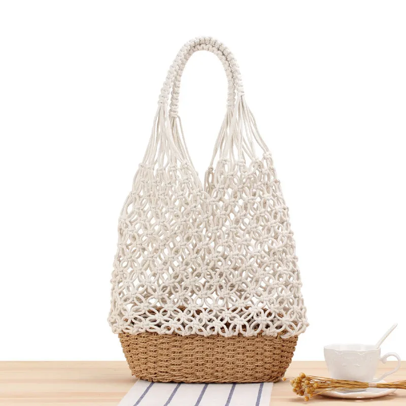 Paziye Summer Straw Handbag Beach Hollow Woven Bag