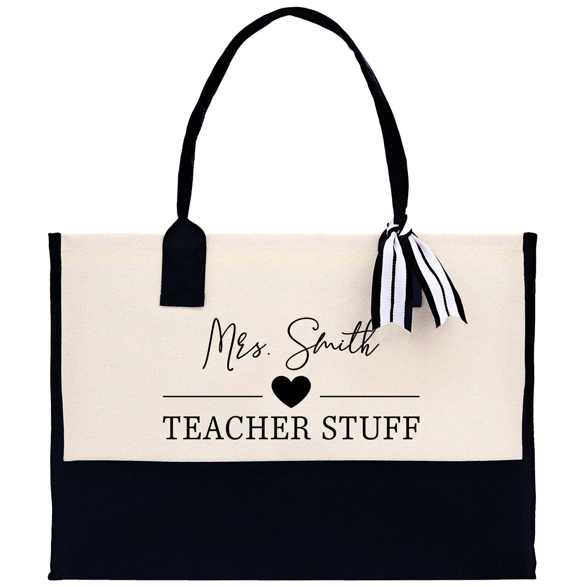 Personalized Teacher Stuff Cotton Canvas Tote Bag Gift for Teachers Teacher Life Tote Custom Teacher Appreciation Gift Bag Teacher Name Bag