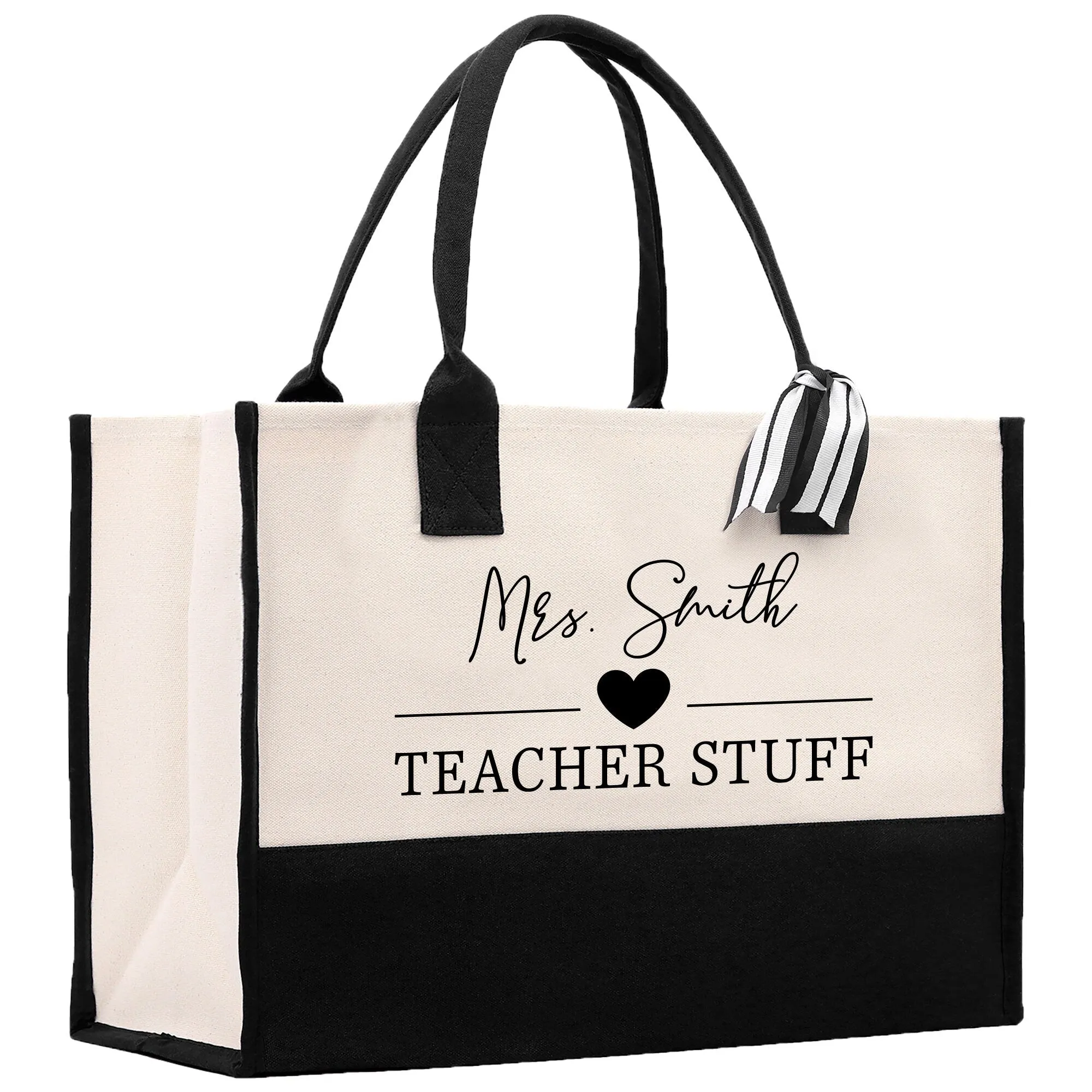 Personalized Teacher Stuff Cotton Canvas Tote Bag Gift for Teachers Teacher Life Tote Custom Teacher Appreciation Gift Bag Teacher Name Bag