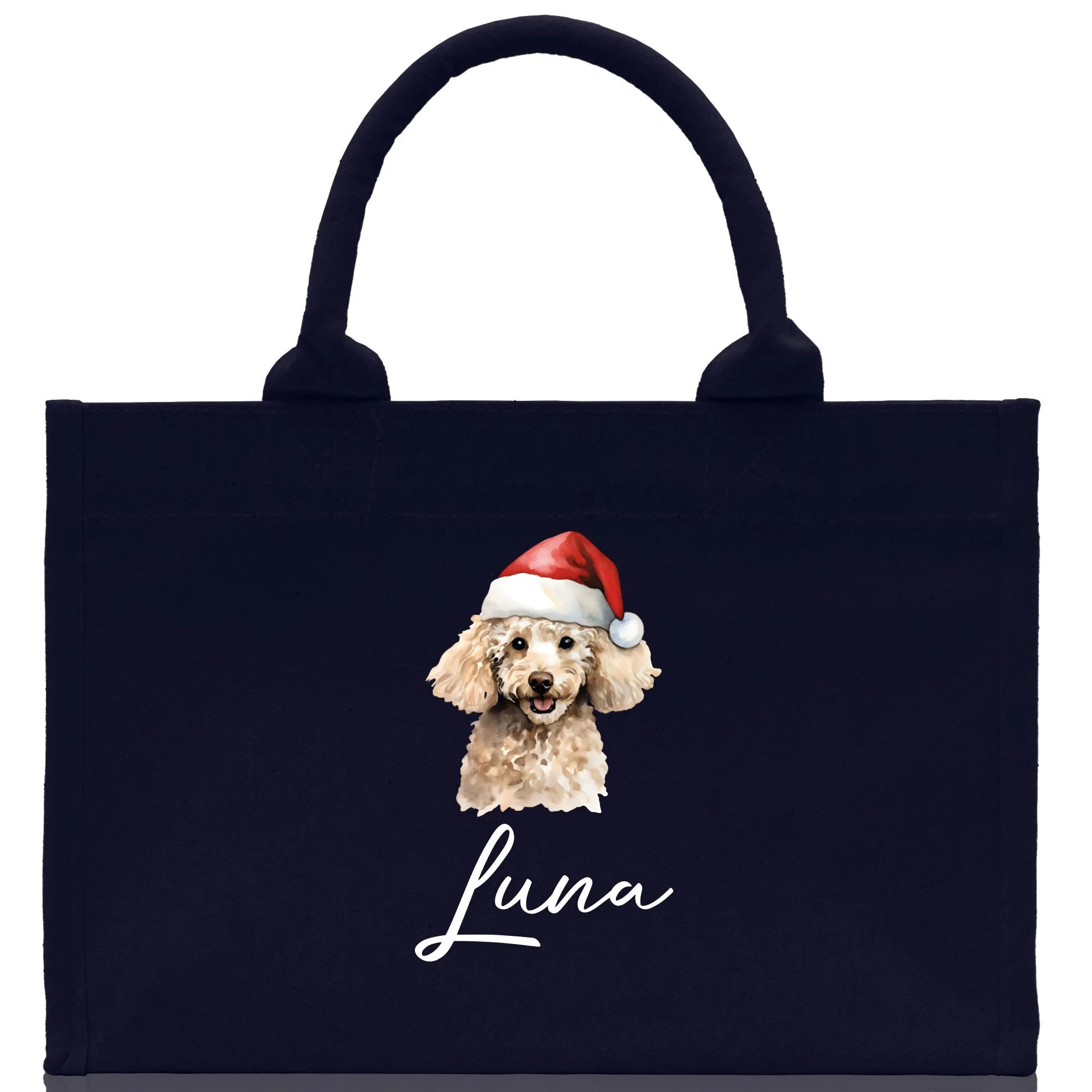 Poodle Dog Name Custom Cotton Canvas Tote Bag Custom Pet Lover Gift Pet Portrait Bag Personalized Pet Owner Gift Tote Bag