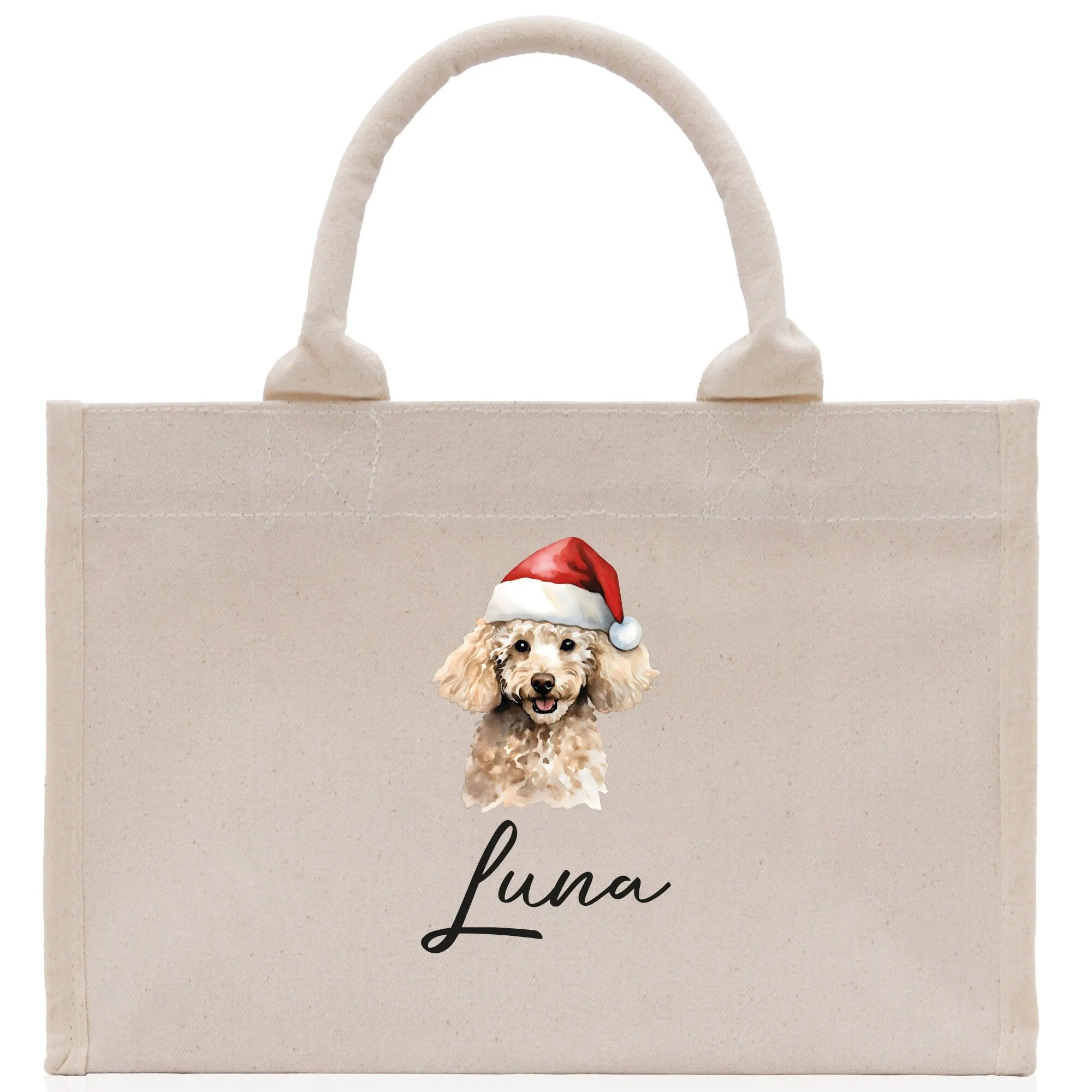 Poodle Dog Name Custom Cotton Canvas Tote Bag Custom Pet Lover Gift Pet Portrait Bag Personalized Pet Owner Gift Tote Bag