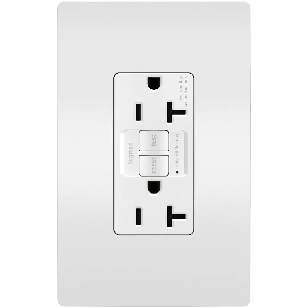 radiant 20A GFCI Self-Test Decorator Duplex Receptacles, White