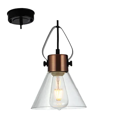 Radiant Lighting RP115a Pendant Glass 230v Antique Copper/Black JC146-BZ/A