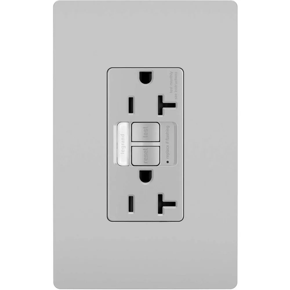 radiant Tamper-Resistant 20A GFCI Receptacle with Night Light, Gray