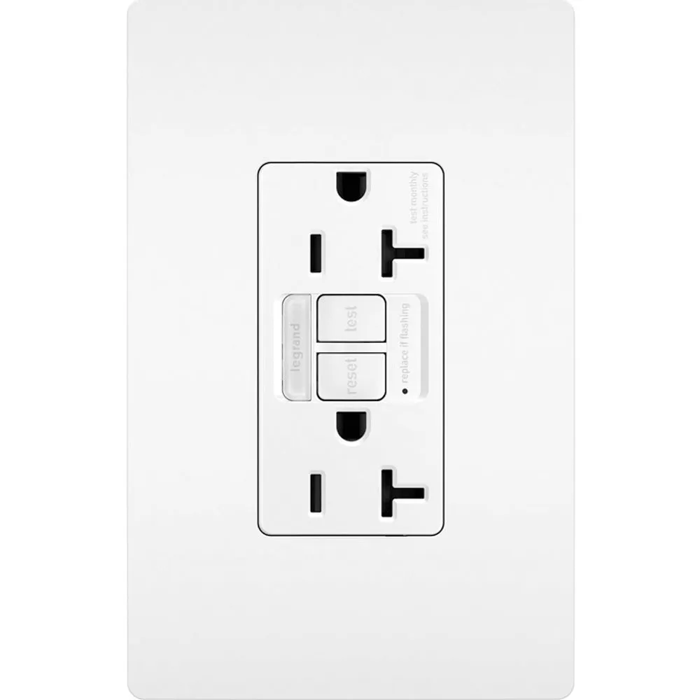 radiant Tamper-Resistant 20A GFCI Receptacle with Night Light, White