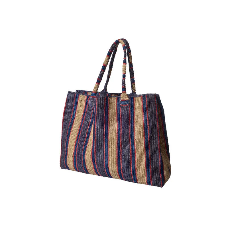 Raffia Bag Weekender 'Denim Days' - Little sister