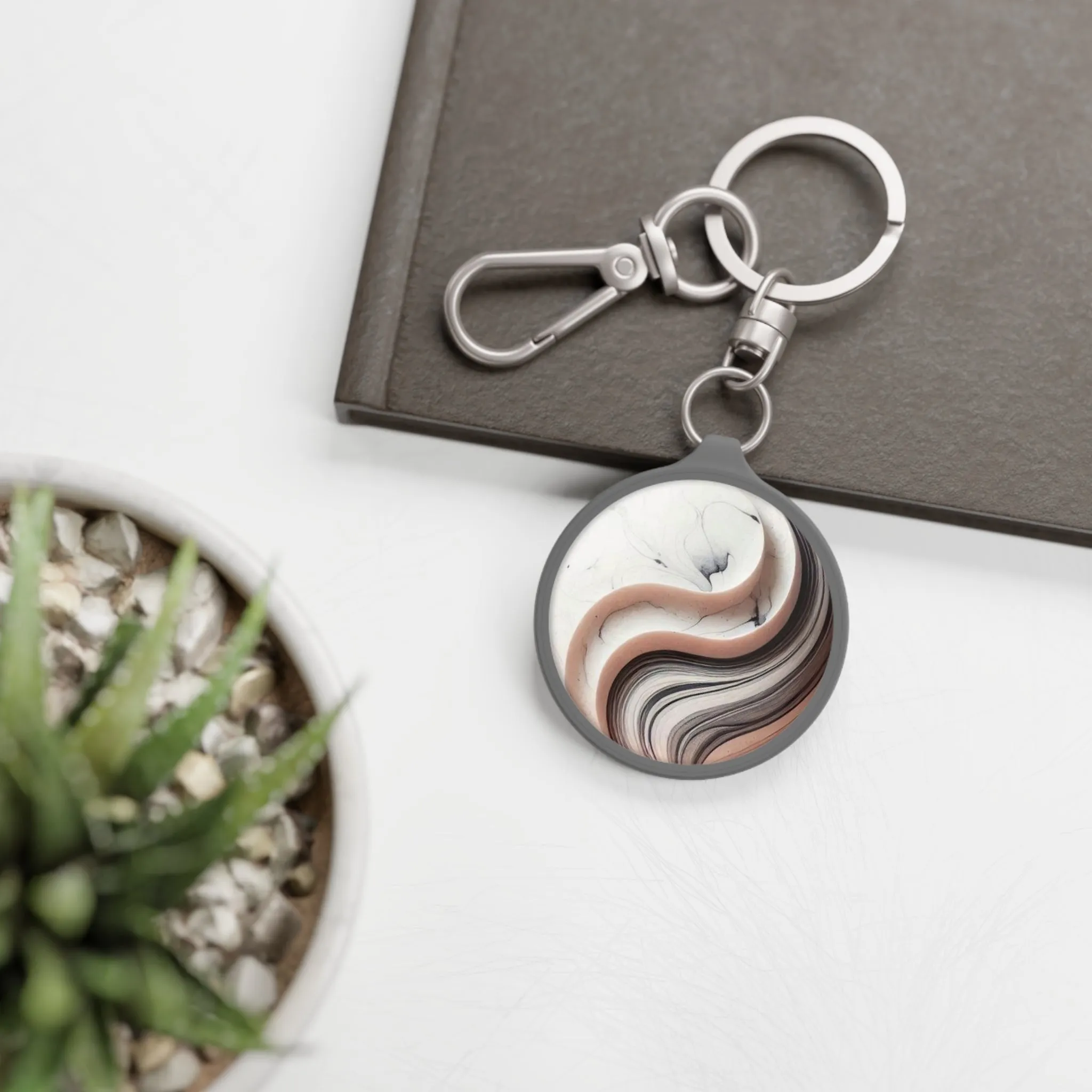 Realistic traditional marbling art Keyring Tag