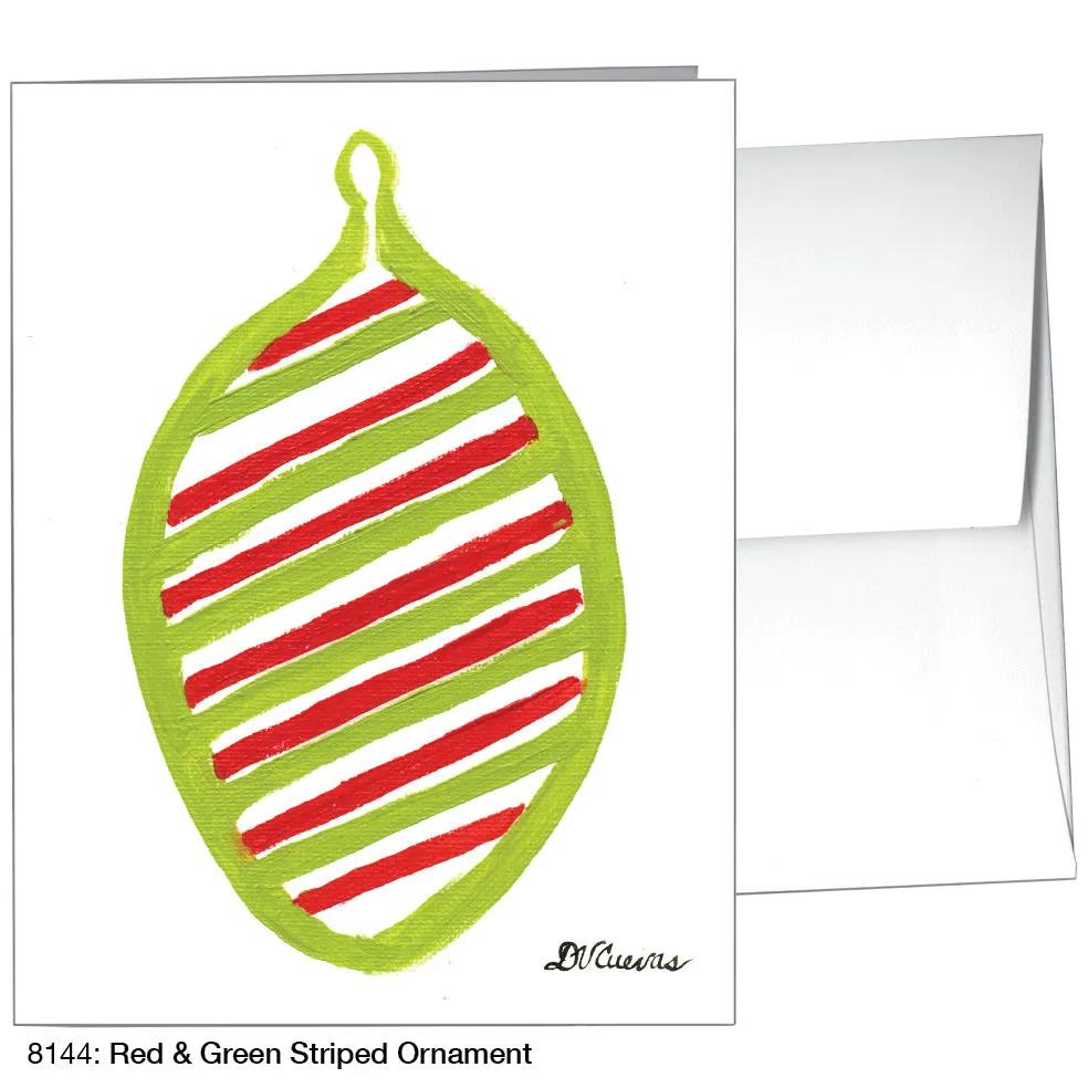 Red & Green Striped Ornament, Greeting Card (8144)