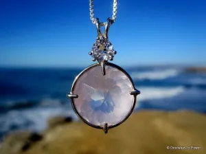 Rose Quartz & Danburite Radiant Heart Crystal Pendant