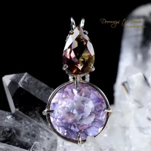 Ruby Lavender Quartz Radiant Heart Pendant with Ametrine