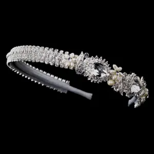 Silver Freshwater Pearl & Crystal Headband