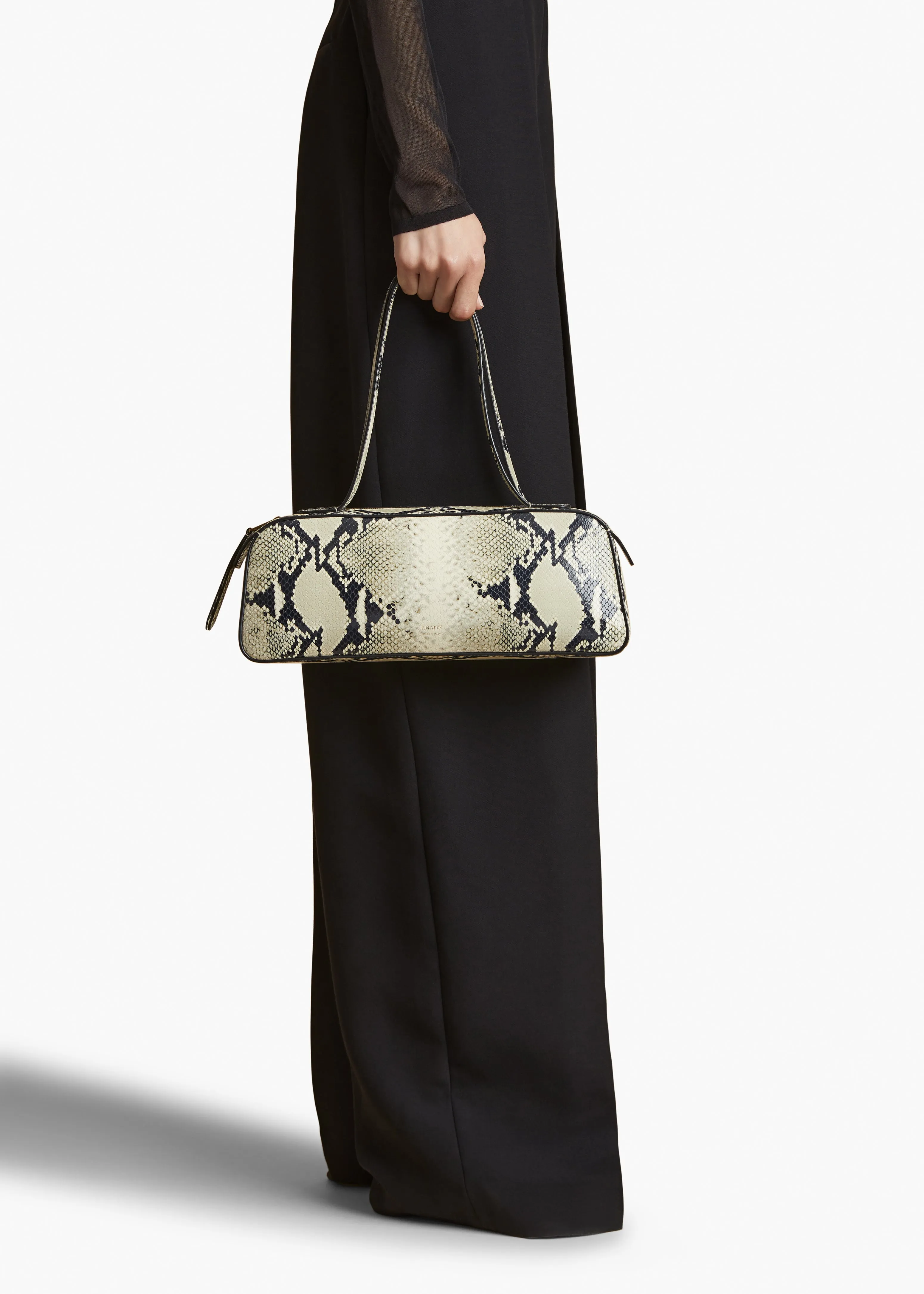 Simona Shoulder Bag in Natural Python-Embossed Leather