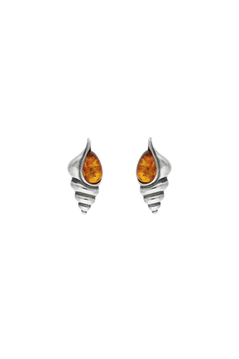 Sterling Silver Amber Shell Stud Earrings