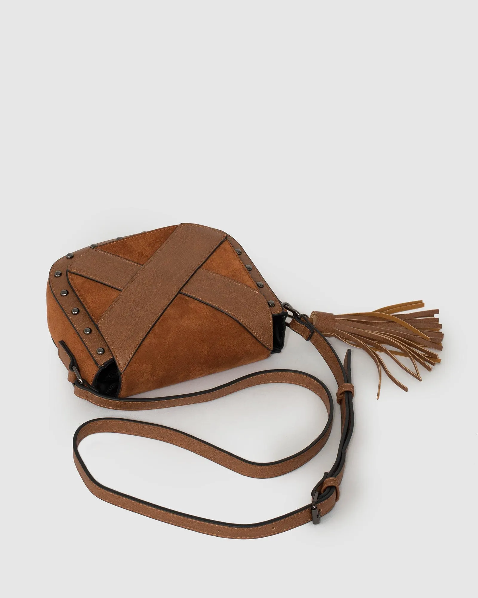 Tan Alix Panel Saddle Bag