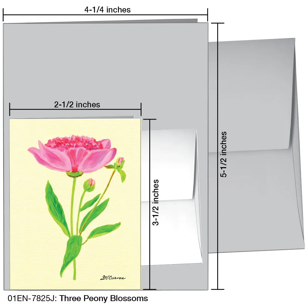 Three Peony Blossoms, Greeting Card (7825J)