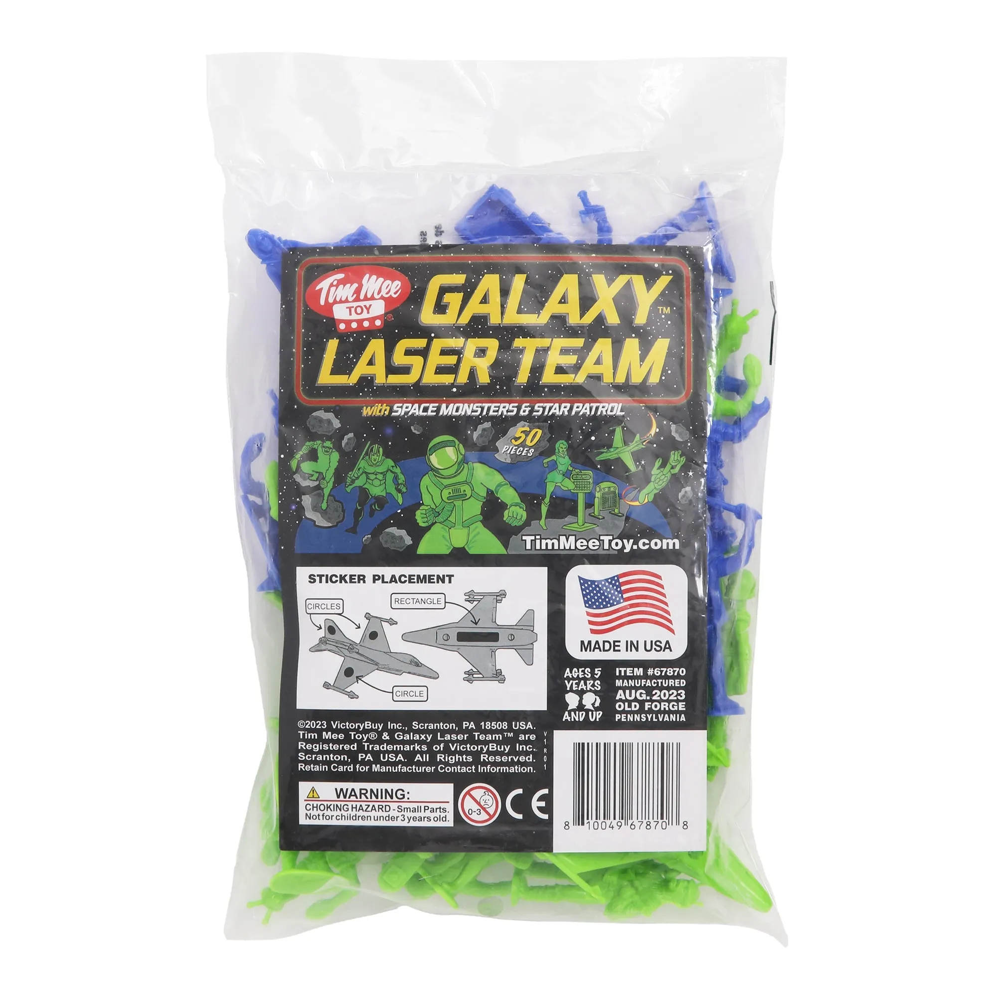 TimMee Galaxy Laser Team SPACE Figures - Blue vs Green 50pc Set - Made in USA