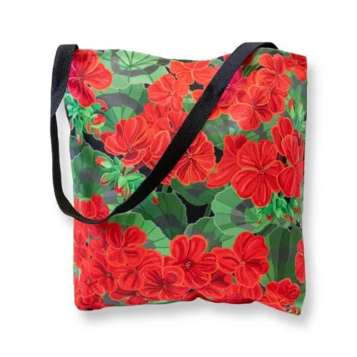 Tote - Custom Grand Hotel Geraniums on Jet Black