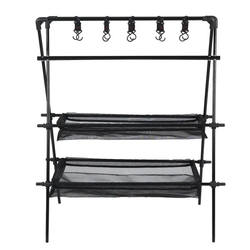 Triangle Shelf Aluminum Alloy Folding w/Net Bag Hanging Rack