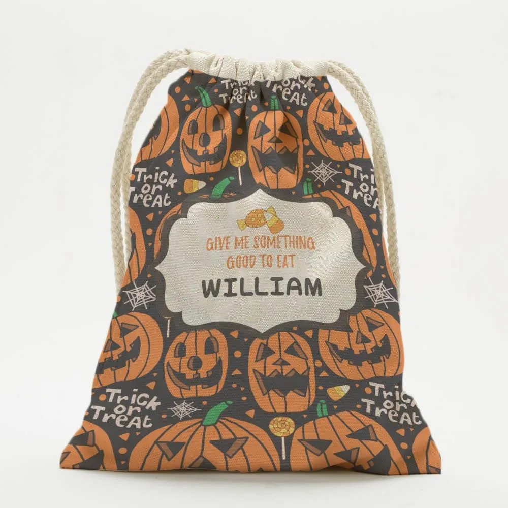 Trick or Treat Custom Halloween Kids Drawstring Sack | Personalized Trick or Treat Bag