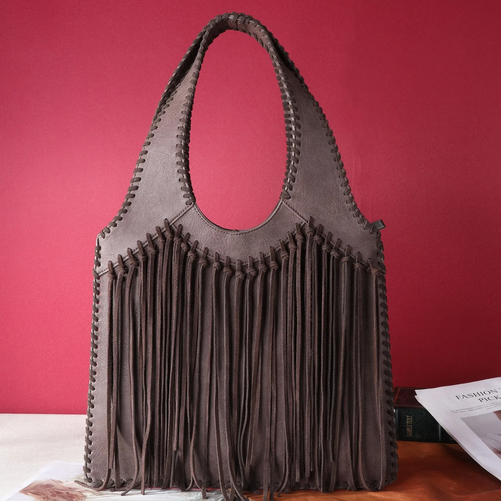 Trinity Ranch Hand-Tie Fringe Concealed Carry Hobo Shoulder Bag