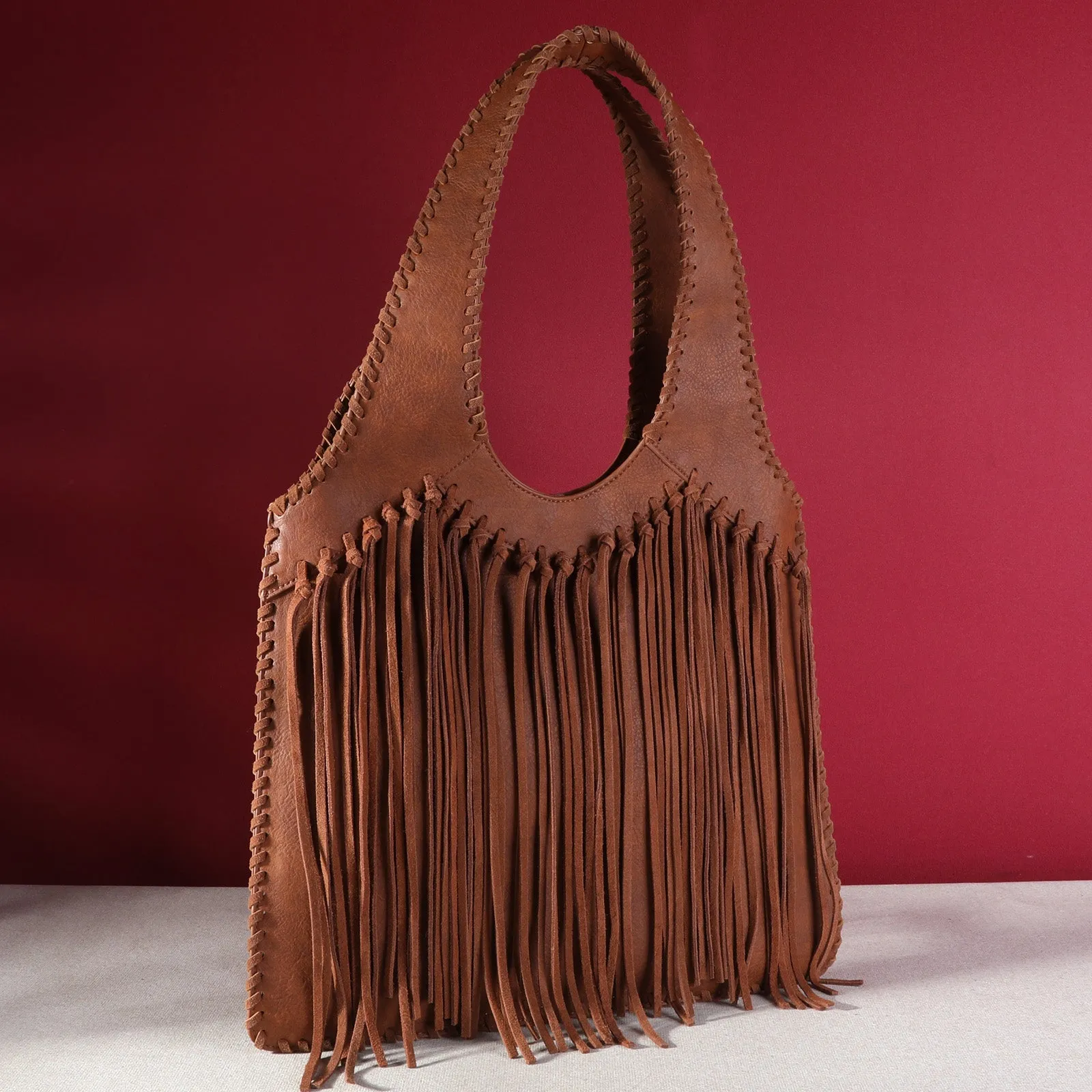 Trinity Ranch Hand-Tie Fringe Concealed Carry Hobo Shoulder Bag