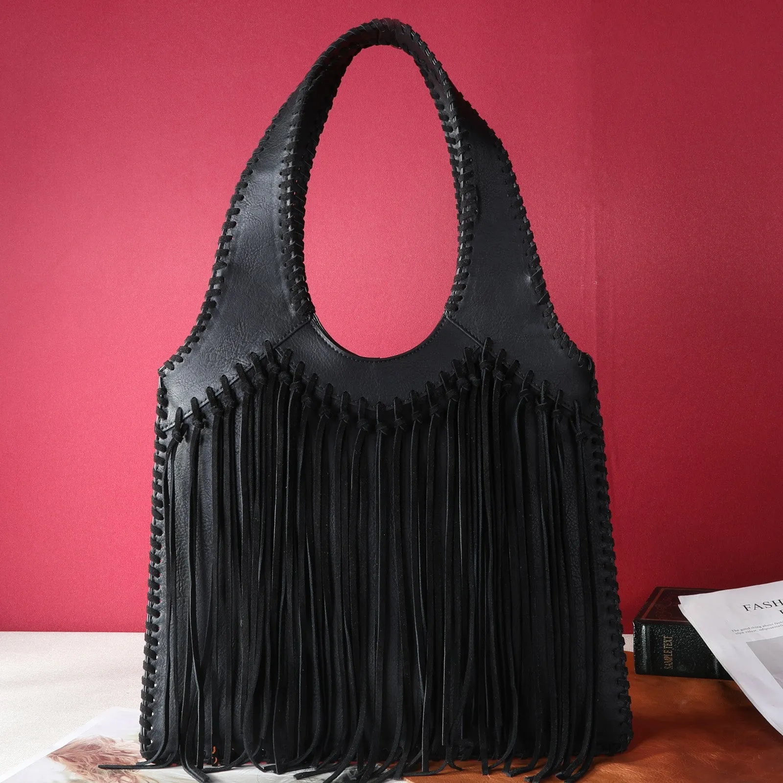 Trinity Ranch Hand-Tie Fringe Concealed Carry Hobo Shoulder Bag