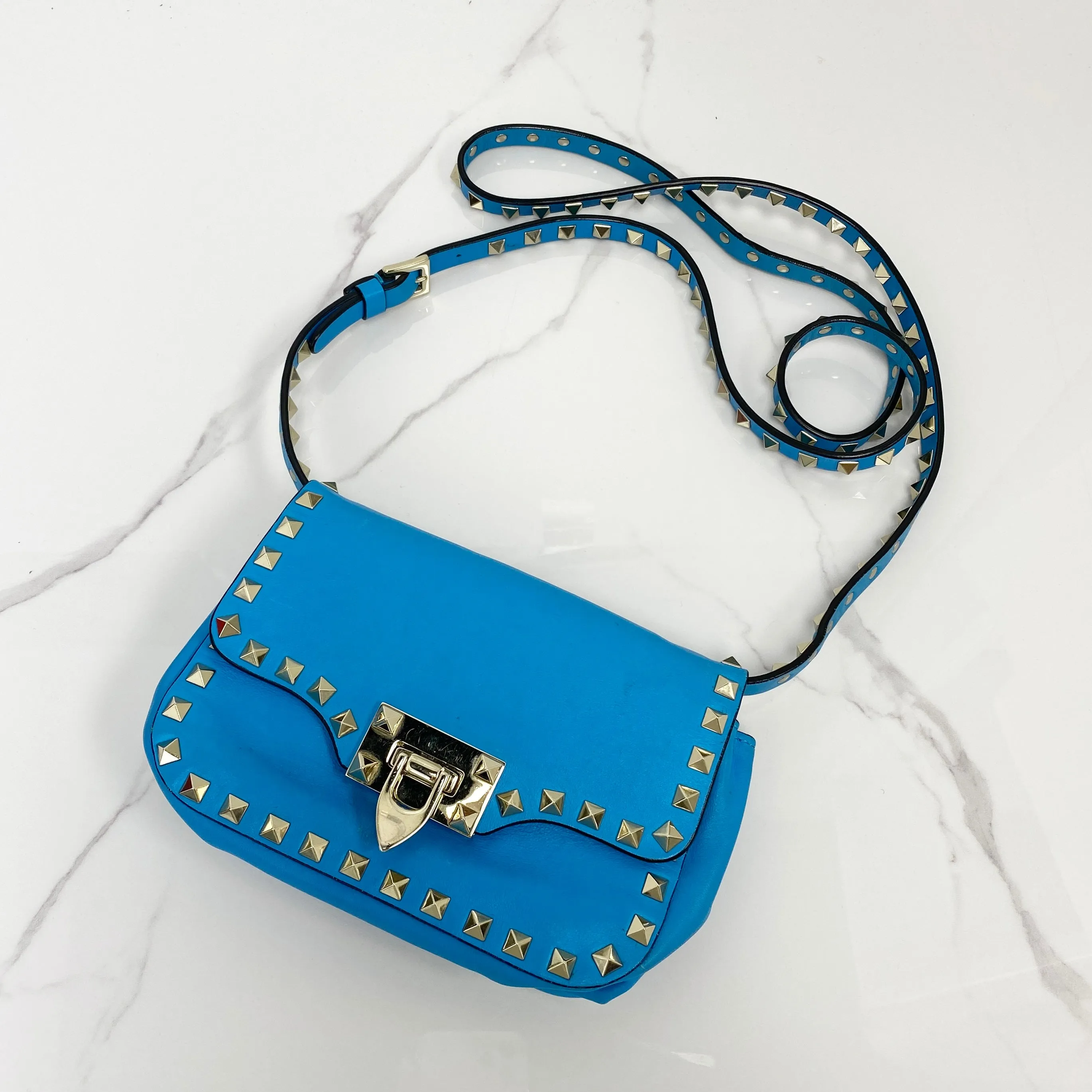 Valentino Vitello Mini Rockstud Flap Saddle