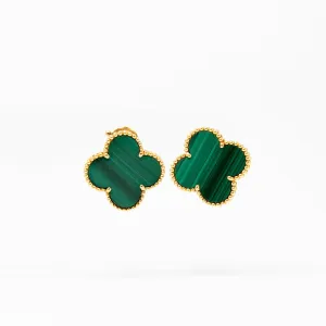 Van Cleef & Arpels 18k Malachite Magic Alhambra Earrings