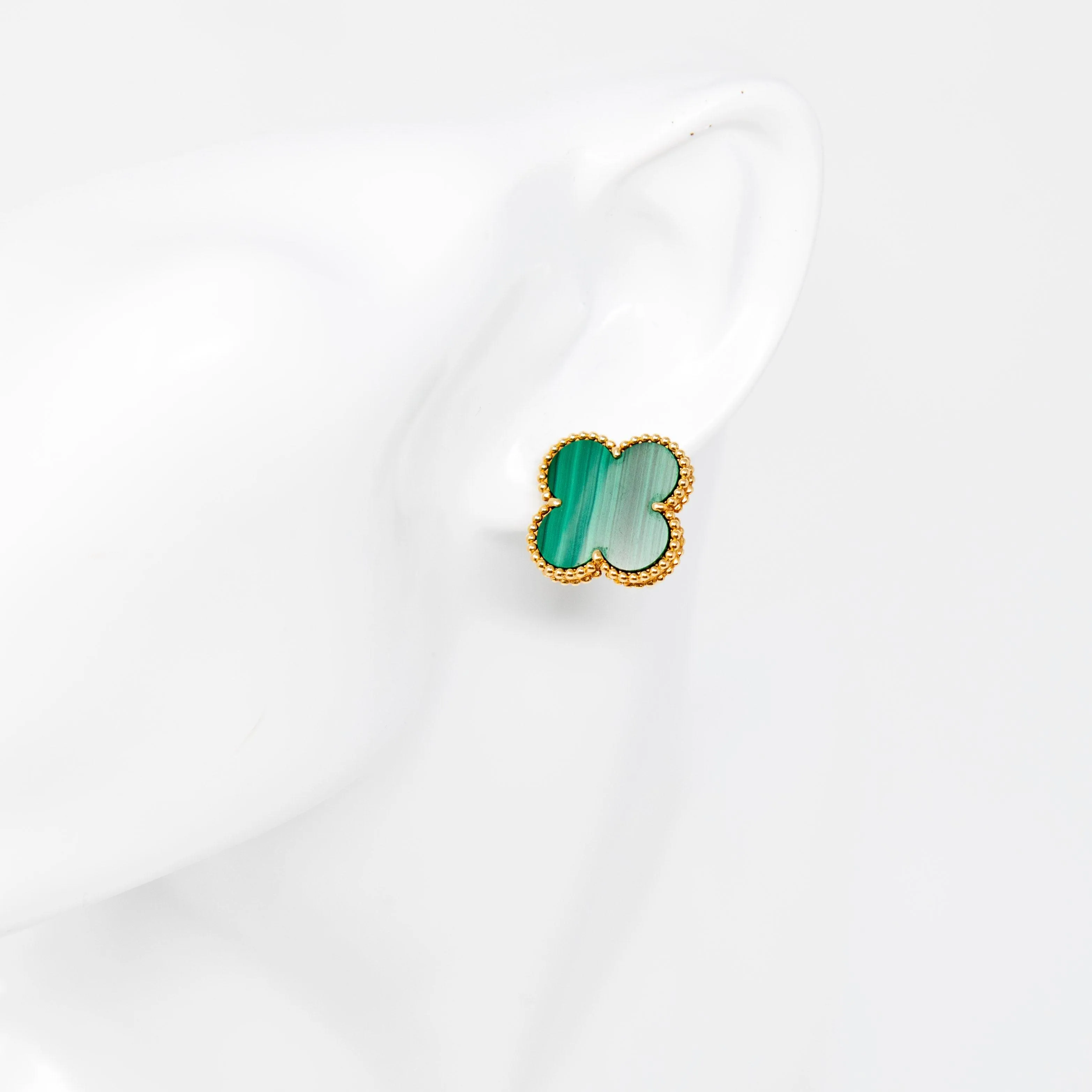 Van Cleef & Arpels 18k Malachite Magic Alhambra Earrings