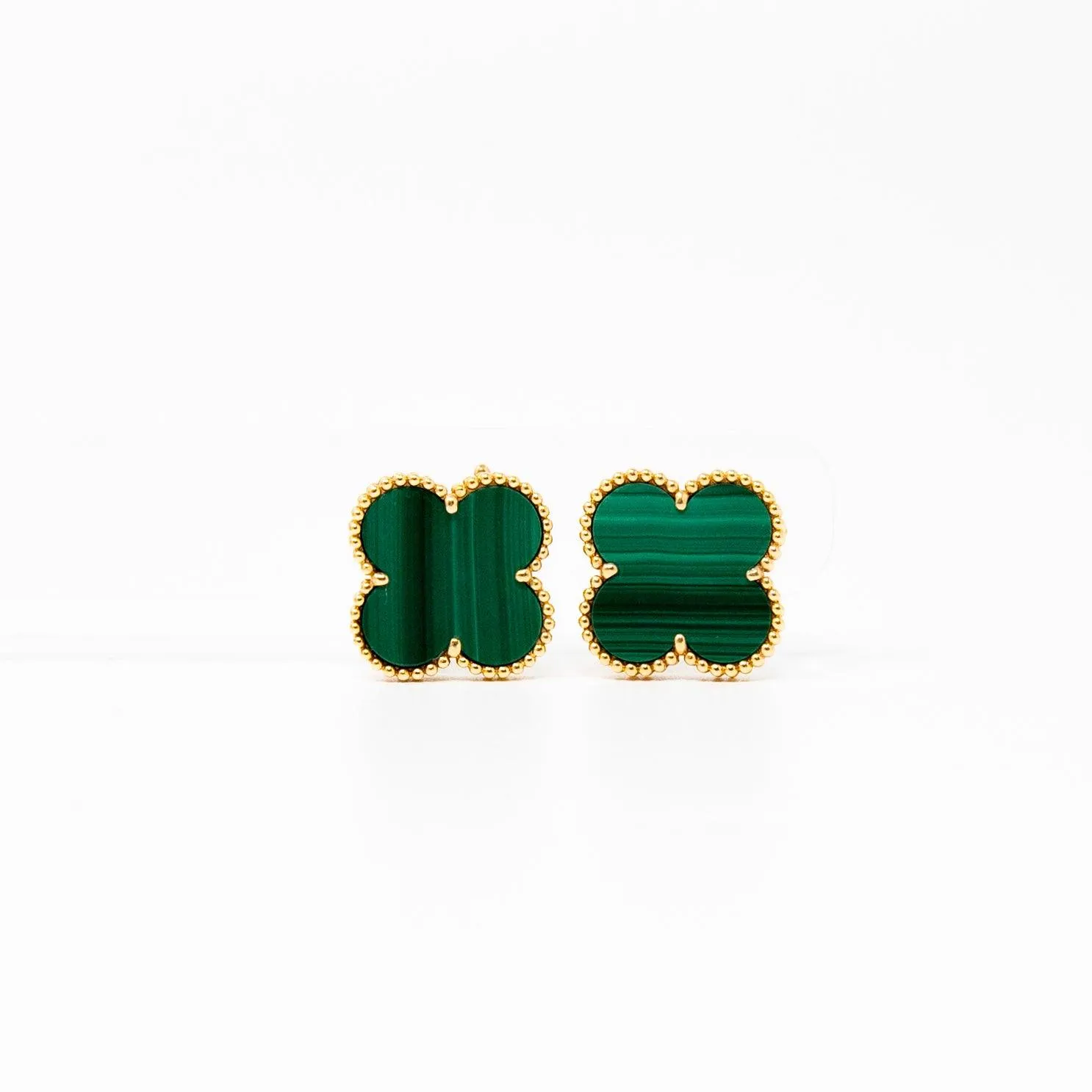 Van Cleef & Arpels 18k Malachite Magic Alhambra Earrings