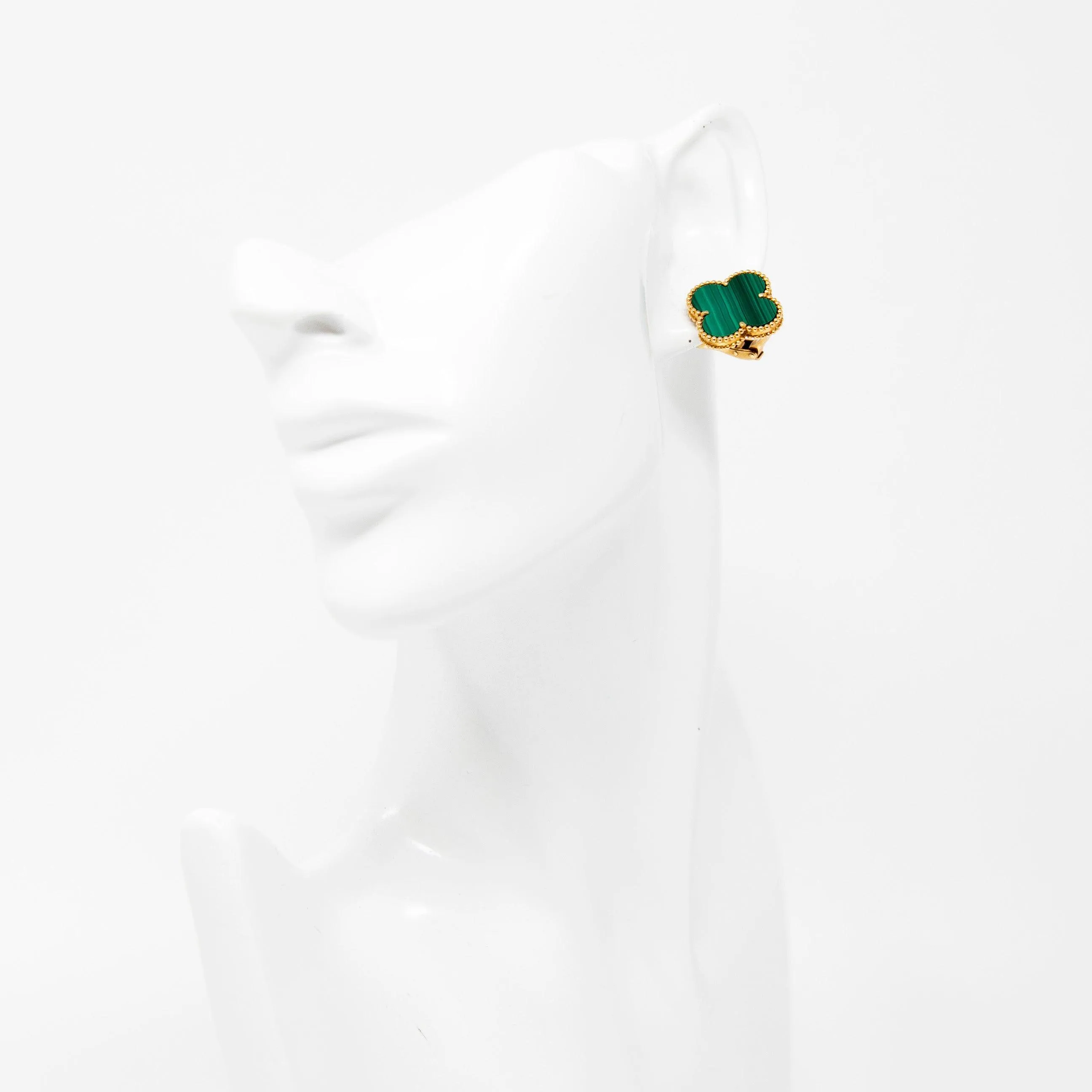 Van Cleef & Arpels 18k Malachite Magic Alhambra Earrings