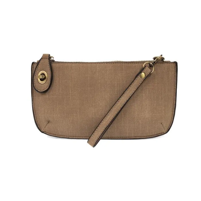 Vera Soft Linen Crossbody Wristlet Clutch in Brown