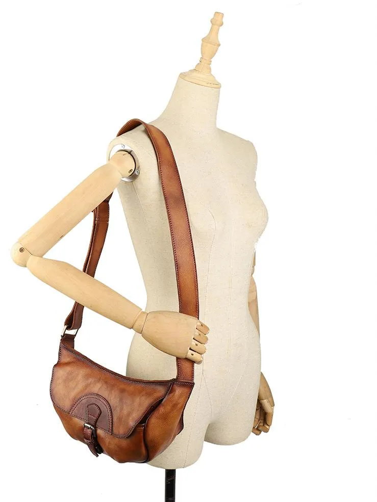 Vintage Ladies Brown Satchel Bag Leather Crossbody Purse For Women