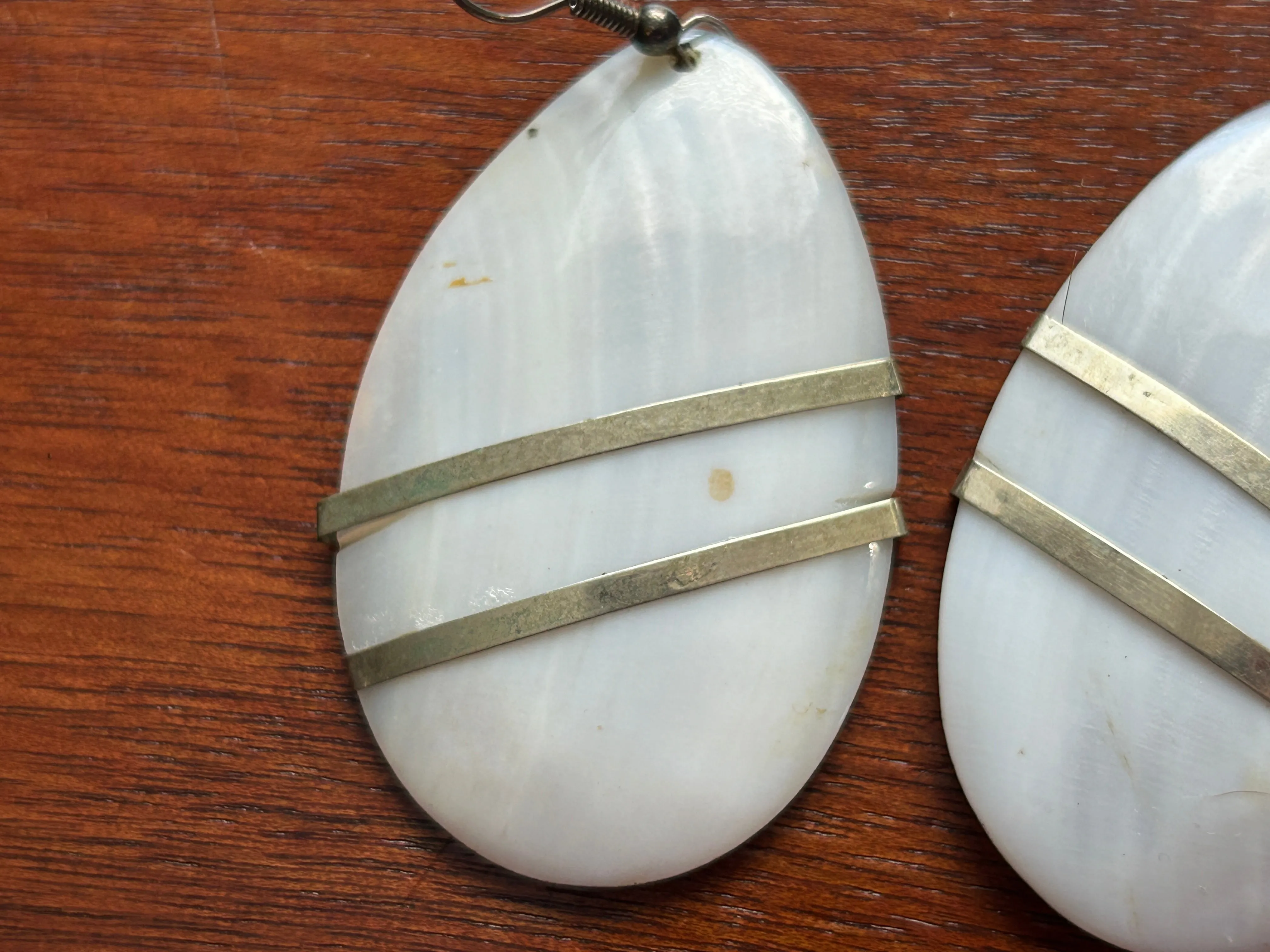 Vintage Shell Mother of Pearl Carved Large Dangly Drop Earrings Lot