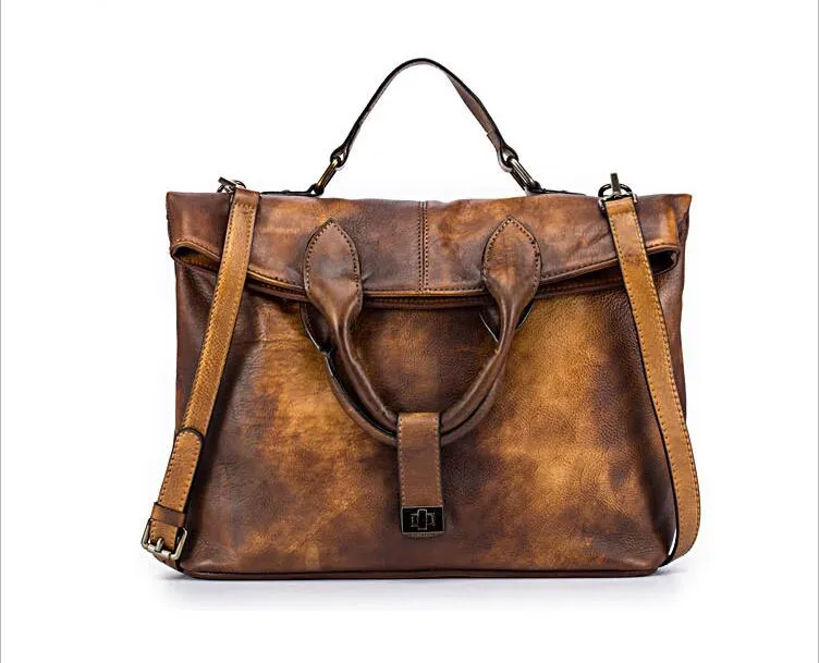 Vintage Women's Genuine Leather Handbags Crossbody Tote For Women