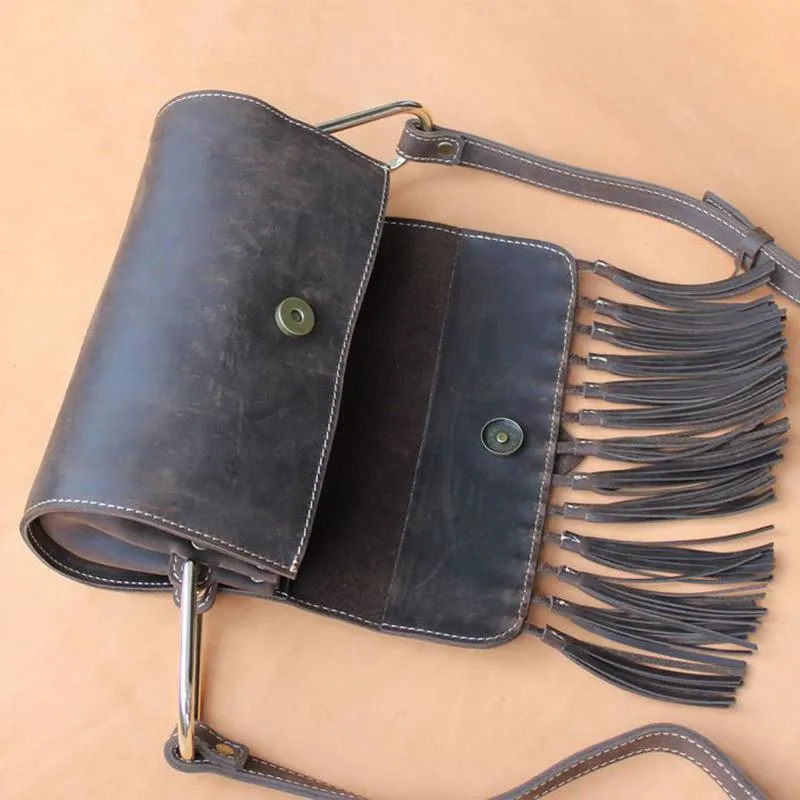 Western Womens Leather Fringe Crossbody Bag Purse Small Shoulder Bag for Women