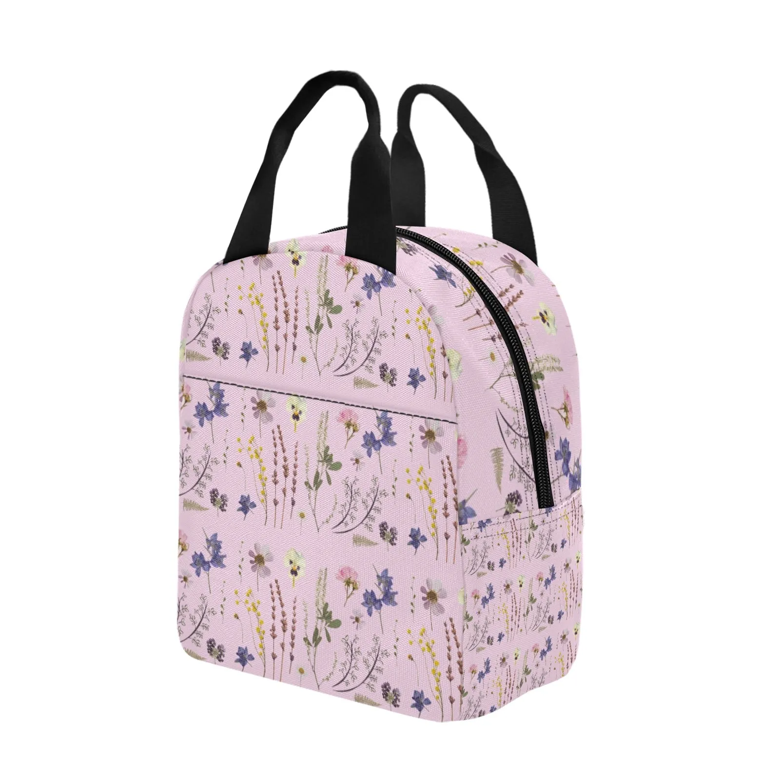 Wildflowers Pink Insulated Zipper Lunch Bag