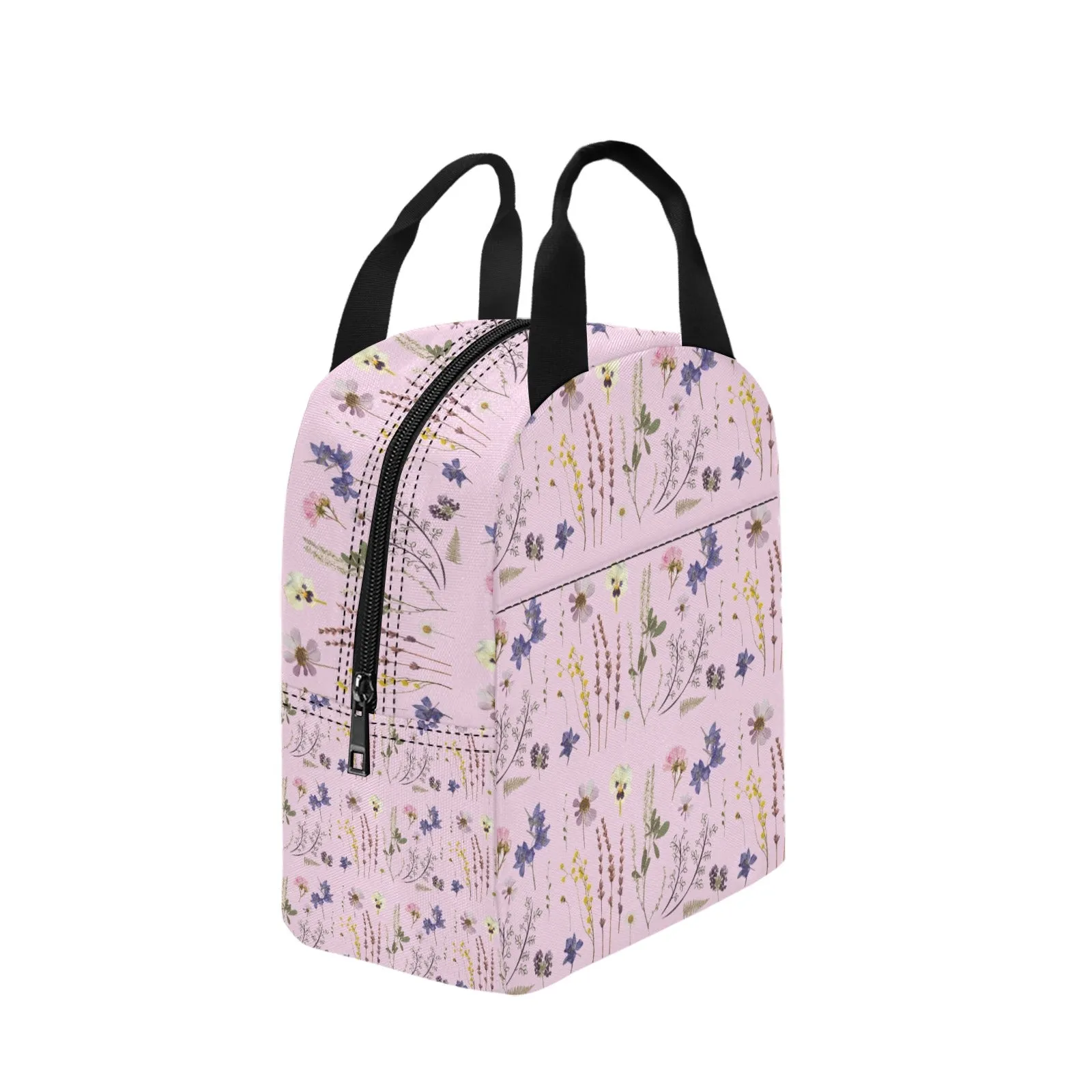 Wildflowers Pink Insulated Zipper Lunch Bag