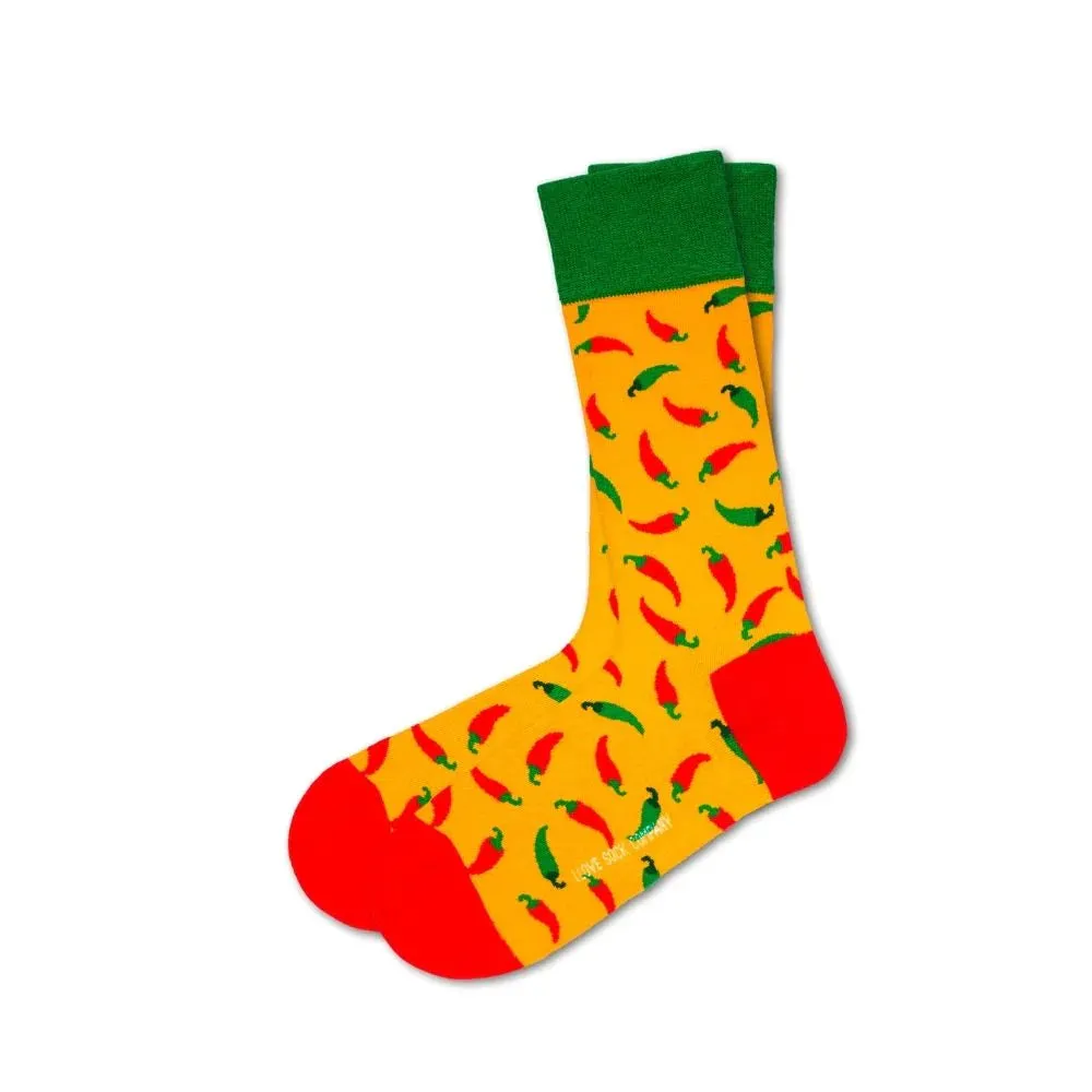 Women's Fun Novelty Crew Socks - Organic Cotton - Love Sock Company - Chili Burger