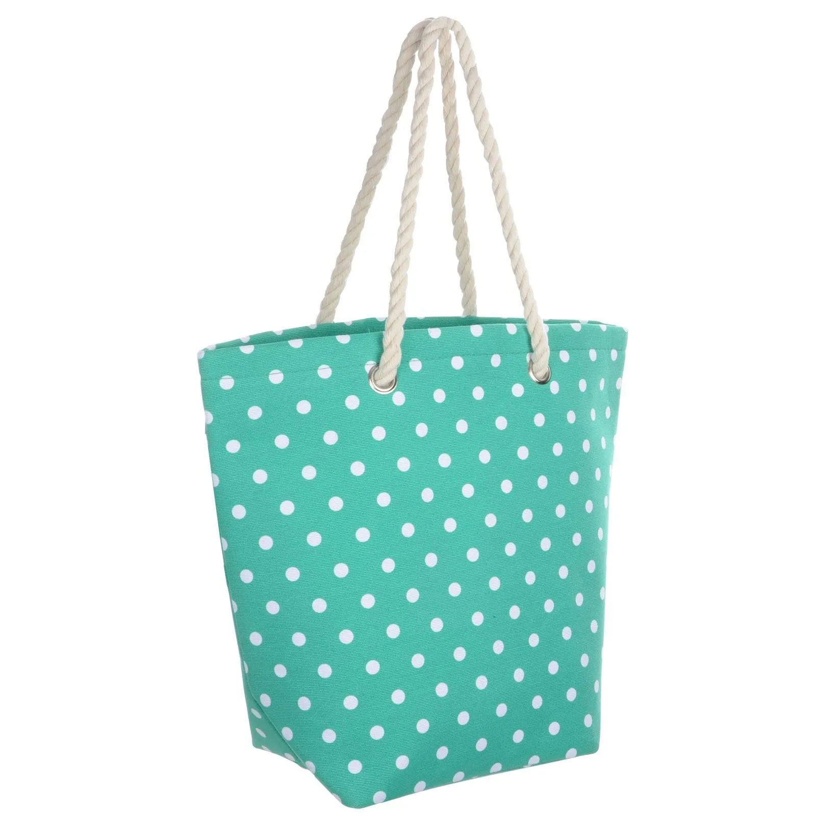 Womens Polka Dot Canvas Beach Shoulder Bag Shopping Tote (Slight Seconds)